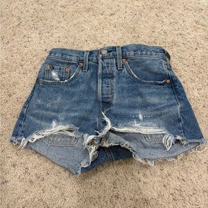 Levi's Blue Distressed Jean Shorts
